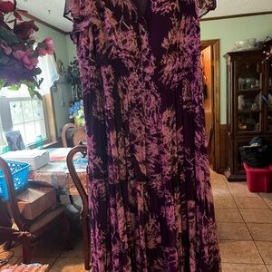 Anthropologie Red Flutter Sleeve Maxi Dress